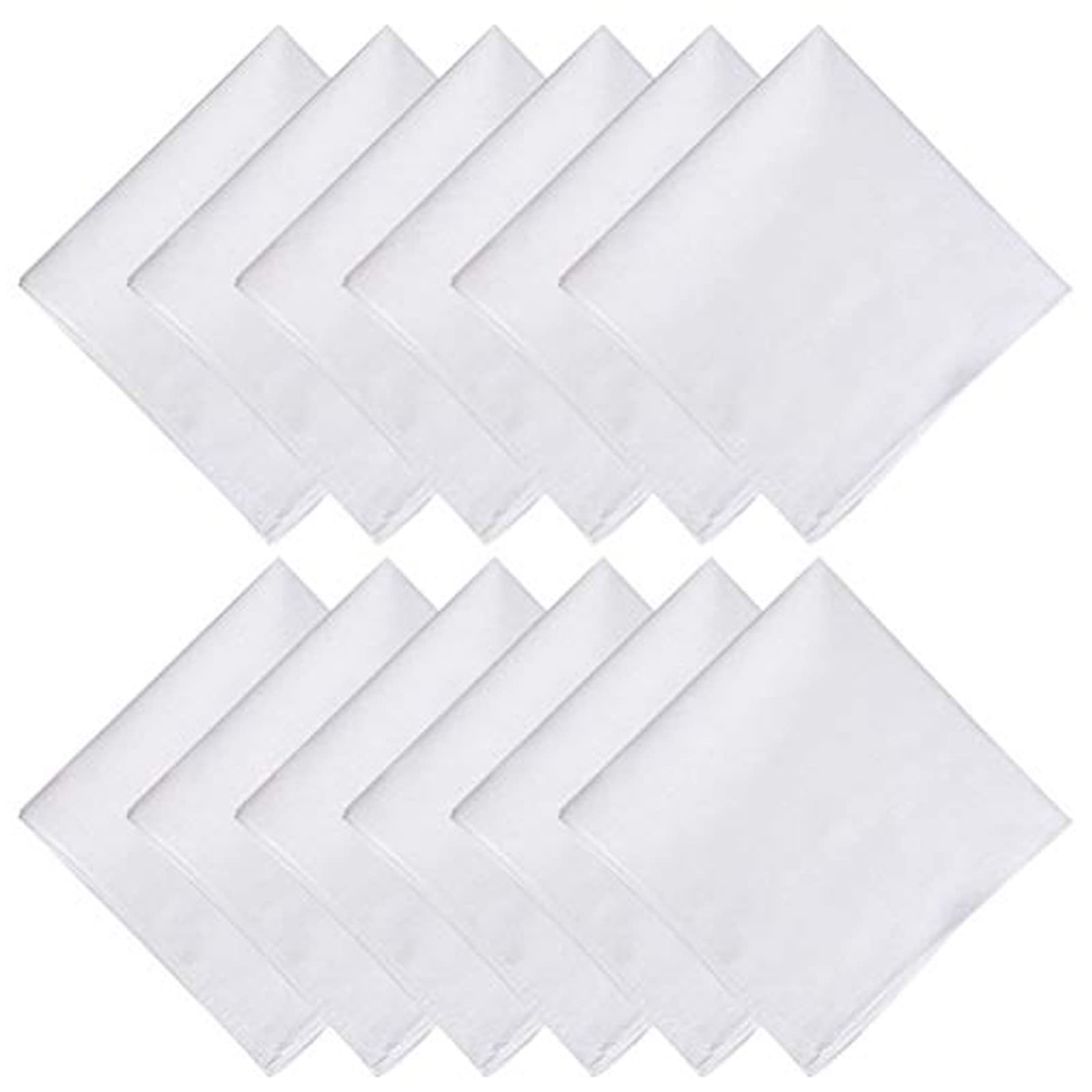 kuou 15 PCS White Handkerchief, 100% 60S Soft Cotton Hankie 30cm/12inch Women's Men's Handkerchiefs