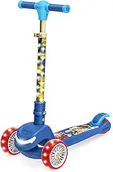 Jetson Character Kids Kick Scooter, luzes LED na haste e rodas iluminadas, estrutura leve, guidão ajustável em altura, sistema de inclinação para direção, mecanismo de dobra fácil