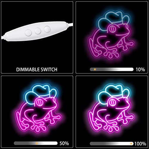 Image of Neon Sign for Wall Decor Frog with Cowboy Hat Led Neon Light for Kids Room Man Cave Bar Store Home Party Art Decor Gifts, Ice Blue & Pink, Dimmable & USB Powered, 12.6 inch x 13.5 inch