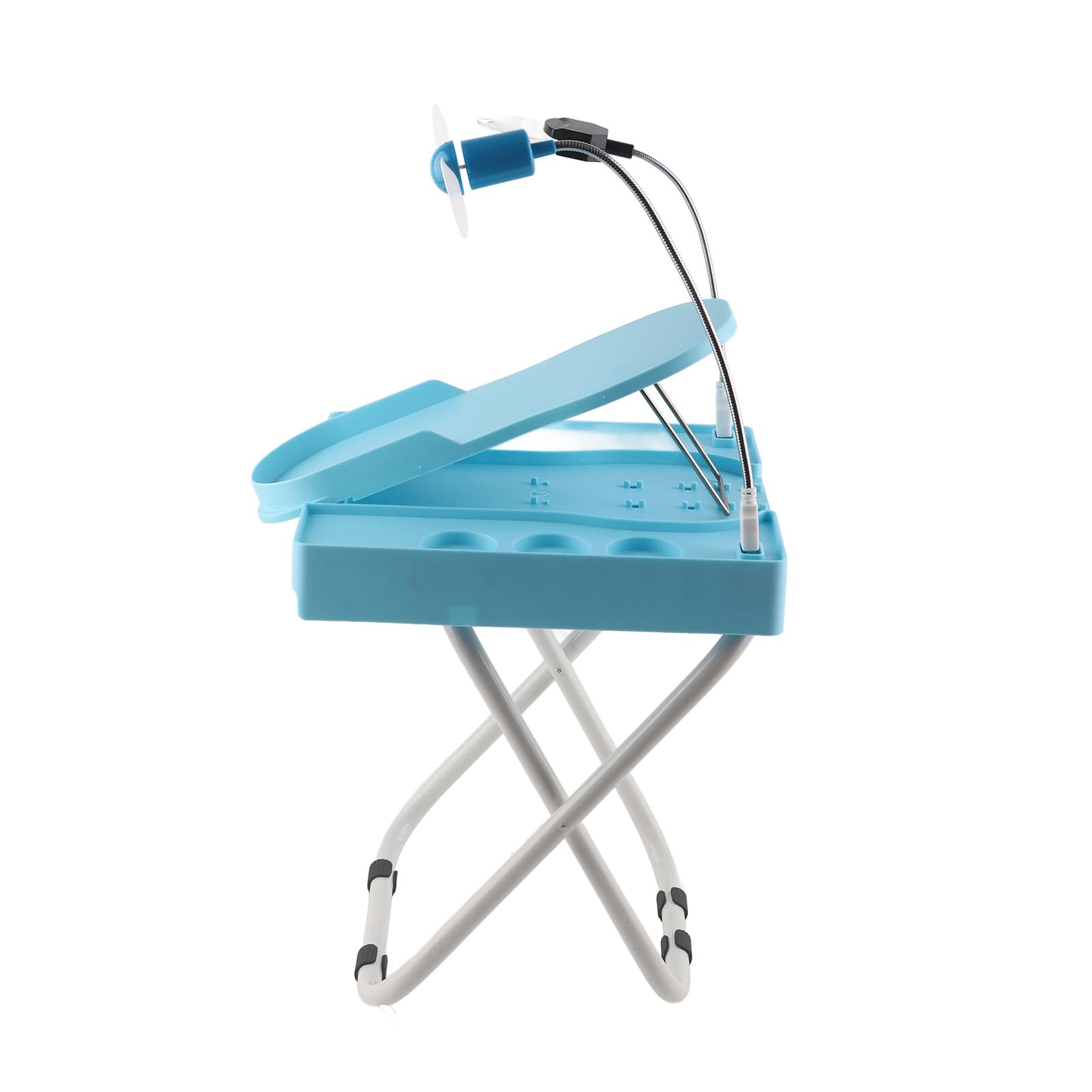 Kit Supporto Regolabile Antiscivolo per Poggiapiedi per Pedicure con Ventola di Asciugatura con Lente D'ingrandimento a LED per Uso Domestico