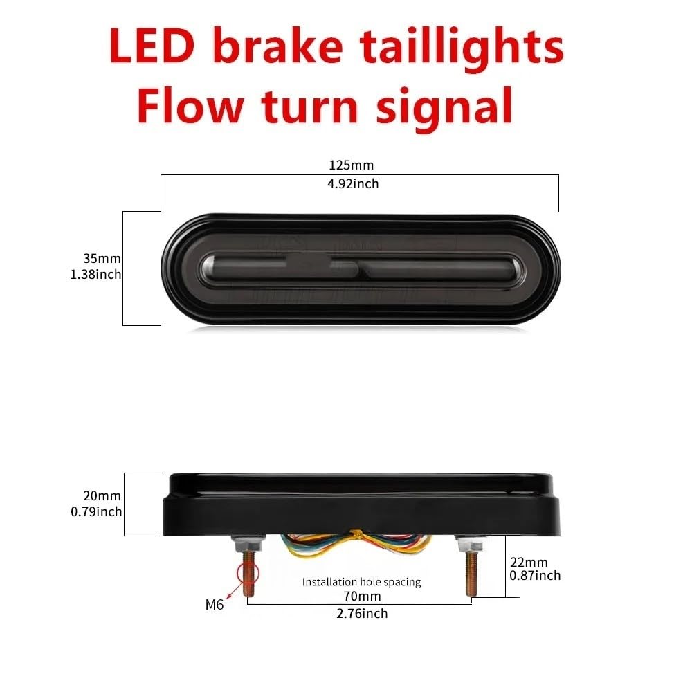 Fanale Posteriore per Moto, Luce di Stop a LED 3 in 1 per Moto, luci di Stop, indicatori di direzione dinamici, Luce di Segnalazione DRL 10-80V, luci Posteriori, Luce di Stop