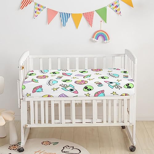 Image of 3pc Crib Bedding - Rocket Printed Nursery Bedding Set, Crib Sheet & Skirt