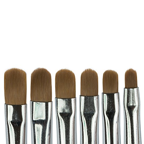 N&BF Profi Gel Pinsel Pink 6er Set | Nagel Studio Pinsel Rotmarder Haar | Nailart Pinsel für Nageldesign | Kolinsky Brush Acryl & Gel Modellagen | Premium Echthaar-Pinsel