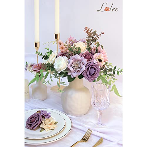Lelee Artificial Flowers Combo Box Set Purple Pink White Faux Flowers Rose Bulk With Stems Arrangements For Diy Wedding Bouquets Party Table Centerpieces Home Decorations Indoor Outdoor #TOP3