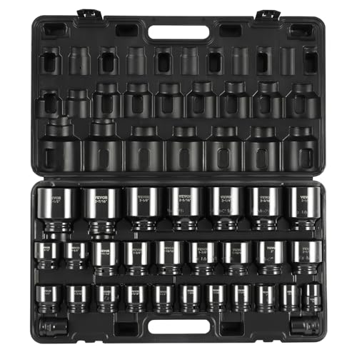 Image of VEVOR Impact Socket Set 3 /4 Inches 29 Piece Impact Sockets, 6-Point Sockets, Rugged Construction, CR-M0, 3 /4 Inches Drive Socket Set Impact SAE 3 /4 inch - 2-1 /2 inch, with a Storage Cage
