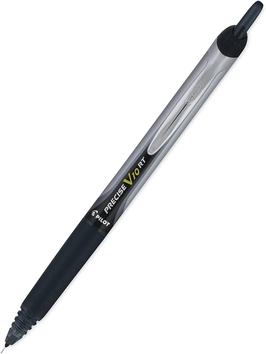 PILOT Precise V10 RT Refillable & Retractable Rolling Ball Pens, Bold Point, Black Ink, 12-Pack (13450)