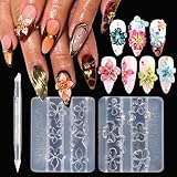Tazuxetuqe 2 Pièces Moule En Silicone Pour Design D'ongles 3D Fleurs Printemps Été Hibiscus Pétale Gravure Modèle Résine Artisanat Outil Moule Avec Stylet De Modelage