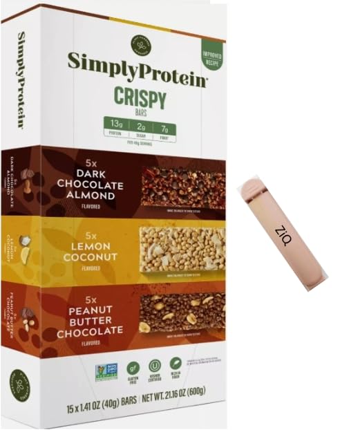 Miniatura 3 de Simply Protein - Barras crujientes de 1.41 onzas, variedad de 15 unidades (chocolate con mantequilla de cacahuete, coco y limón y sal marina de