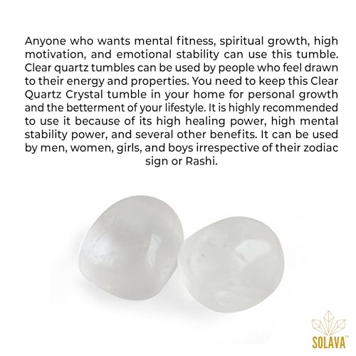 Image of Original Clear Quartz Tumble - Natural Charged Clear Quartz Crystal Tumble for Positive Energy, Focus, Emotional Stability, Chakra Healing and Mental Clarity - 2 Piece