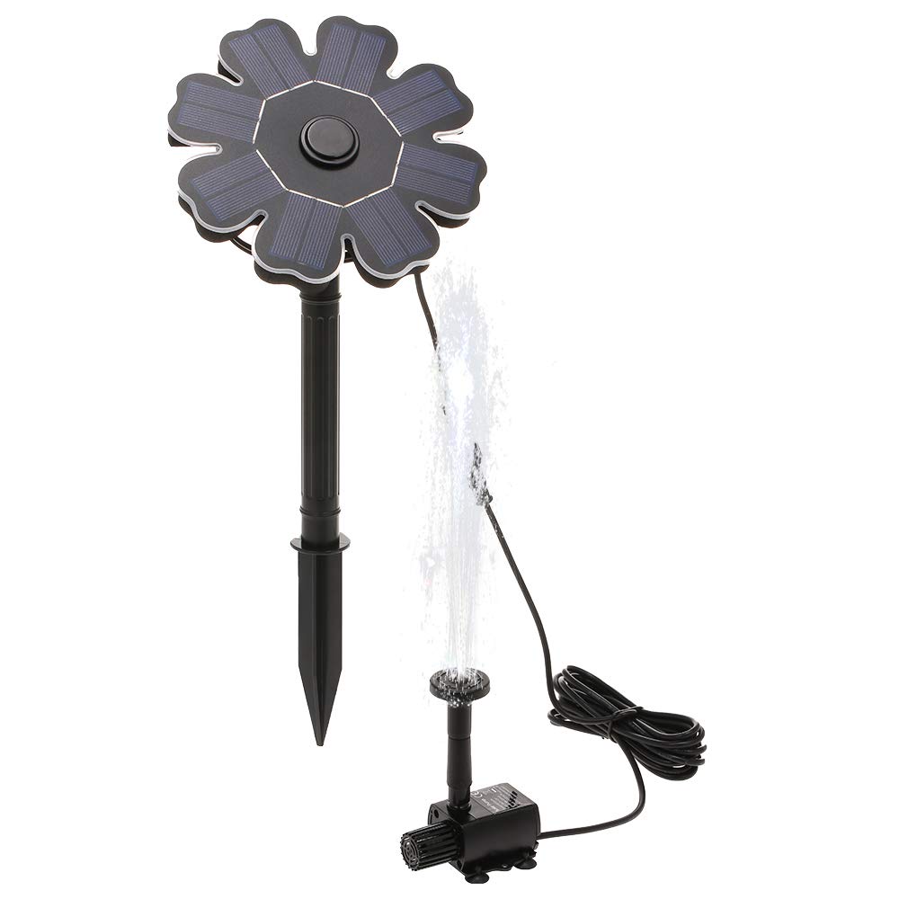 Riloer Kit de Bomba de Fuente Solar, Bomba de Agua Solar Circular Flotante de 1,6 W, batería integrada de Fuente con 4 boquillas, para baño de pájaros, pecera, Estanque pequeño, decoración de jardín