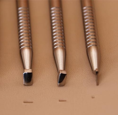 Juego de 3 sellos biseladores de cuero de ángulo liso biselador de acero inoxidable 304 tallado DIY kit de manualidades de cuero