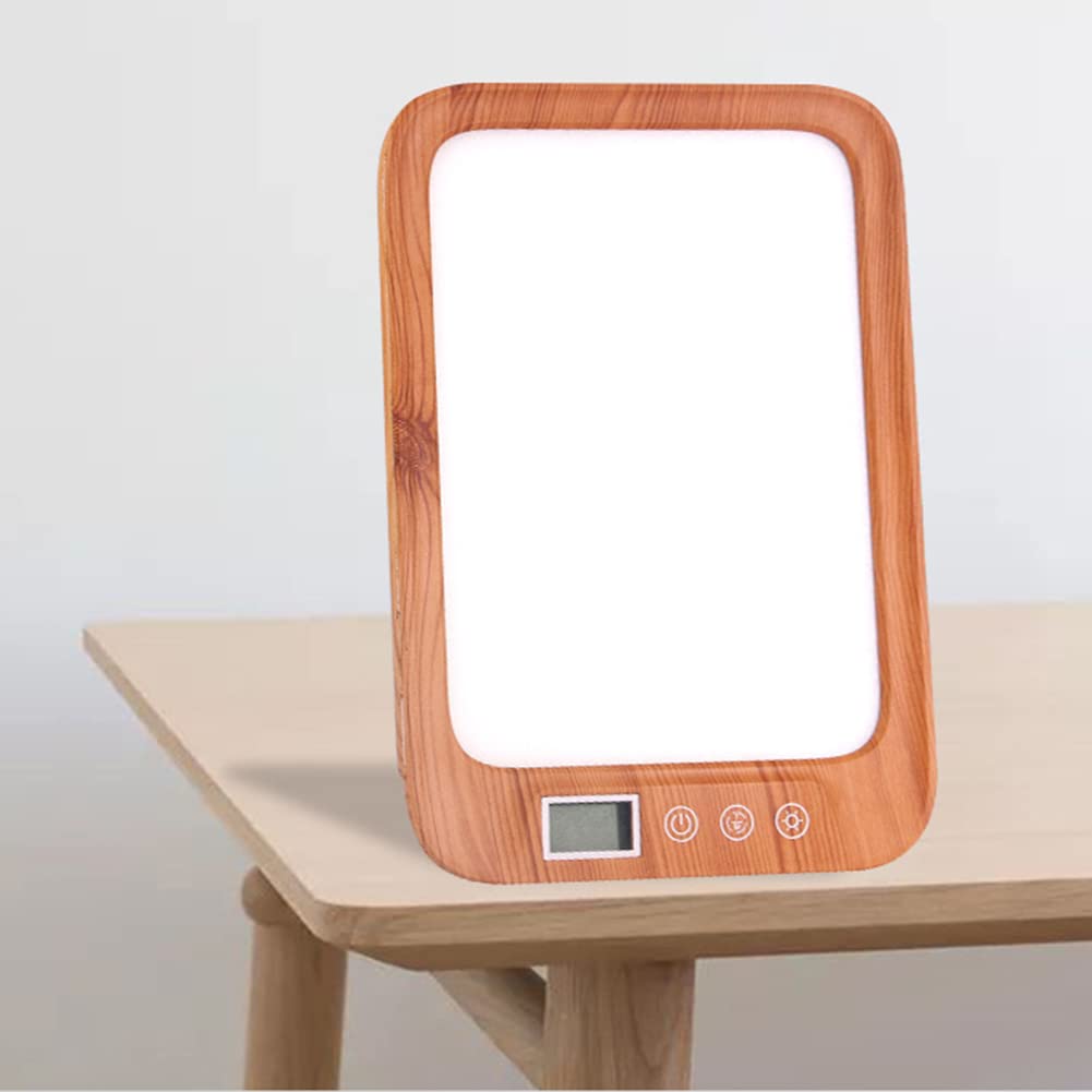 Lampe De Luminothérapie Grain De Bois, 45000Lux Boîte À Lumière LED, Avec 3 Modes De Couleur, 6 Niveaux De Luminosité & Gradation En Continu, Coucher Du Soleil Fonction De Réglage