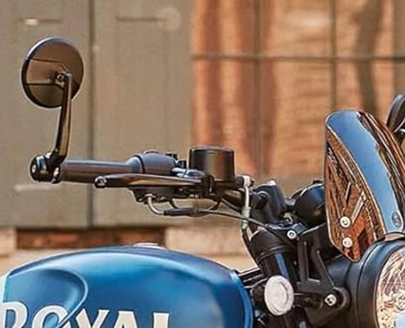 Image of Round Convex Rear View Side Mirrors Compatible For RE Classic Reborn | Continental GT | Interceptor | Meteor | Hunter | Super Meteor etc.