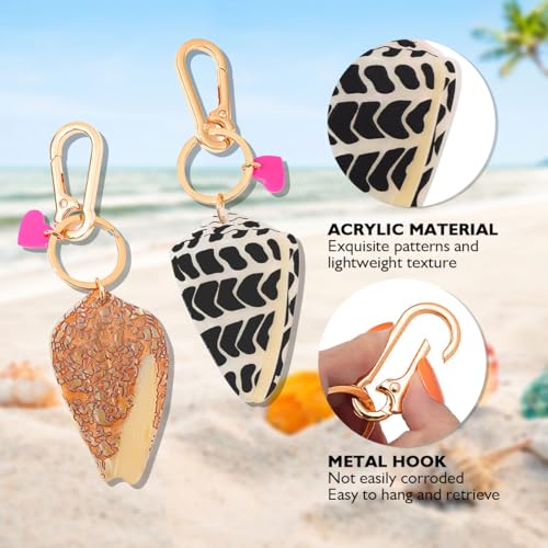 Personalized Hebrew Cone Shell Keychain - Textile Cone Shell Bag Charm