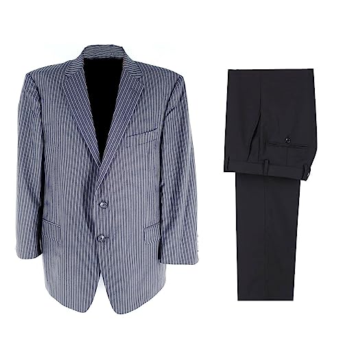 Pantalon Noir et Veste à Rayures de Costume Vintage Homme
