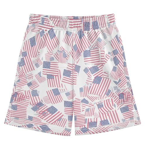 CHIFIGNO Flags School Boys Thick Summer Clothes Boys Shorts with Pockets with Pockets XS
