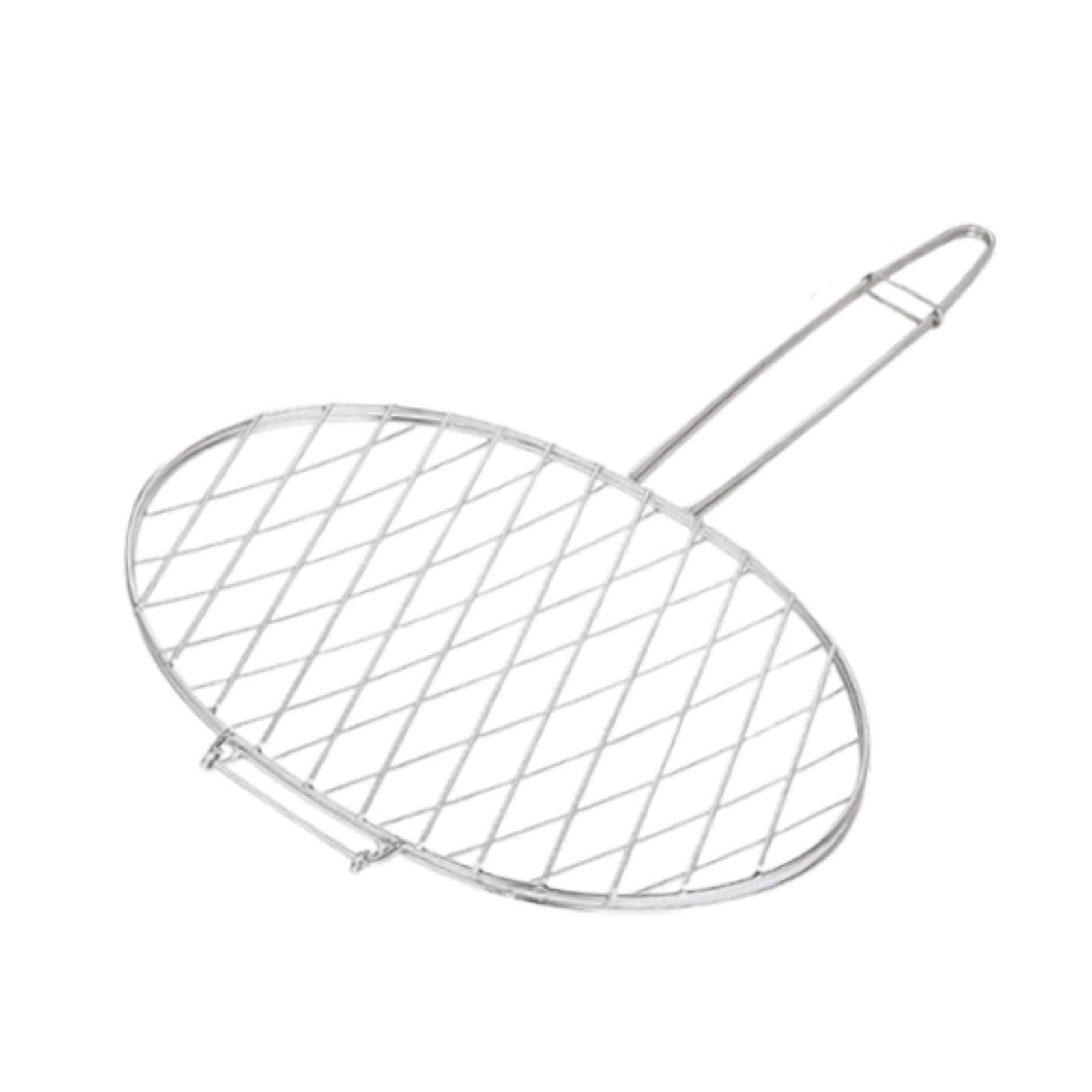 Soporte Grande Multiusos para Red de Pesca para Barbacoa, Herramienta para Asar Pescado al Aire Libre, Abrazadera para Parrilla, Cesta útil para Todo Tipo de barbacoas, Cesta con Pinza Acero