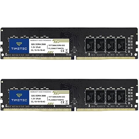 Timetec 64GB KIT DDR4 2666MHz PC4-21300 Non-ECC Unbuffered 1.2V CL19 2Rx8 Dual Rank 288 Pin UDIMM Desktop PC Computerspeicher RAM Modul Upgrade ) Cover