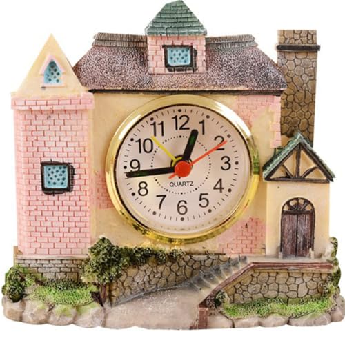 Reloj despertador SHINEOFI forma castillo de resina resistente y color aleatorio 2