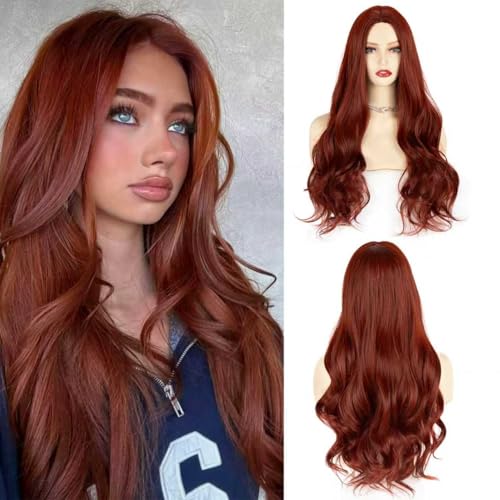 TIXBABY Auburn Wig-Long Auburn Wigs for Women Synthetic Heat Resistant Wig for Daily Party