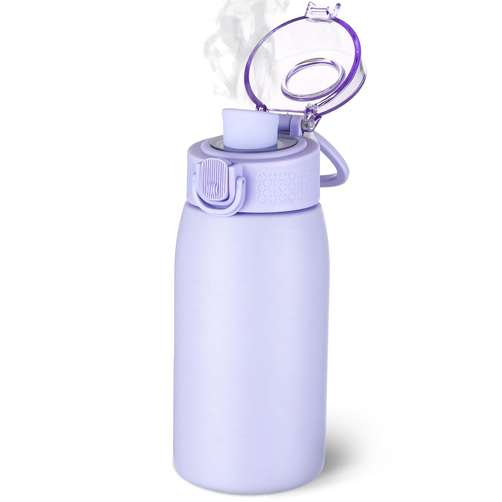 Insulated Water Bottle 12 oz with Dustproof Lid, Carry Handle & Tea Infuser, BPA-Free & Leakproof, Stainless Steel Water Bottles Ideal for Fitness, Hiking, Office & Outdoor Use （Light Purple ）