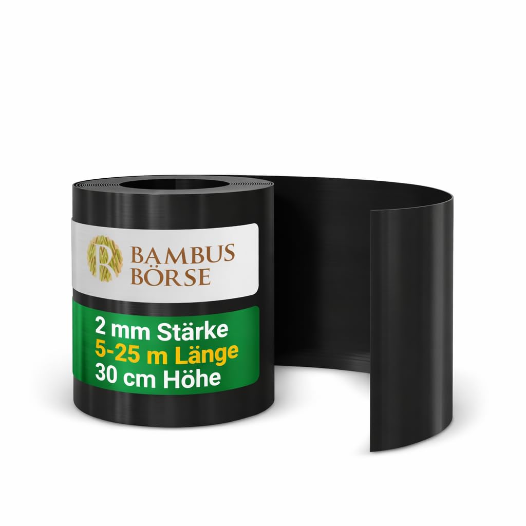 Bambusbörse Bordo per aiuole, altezza 30 cm, lunghezza 17 m, in plastica HDPE, flessibile, resistente alle intemperie, ai raggi UV, durevole, facile da montare