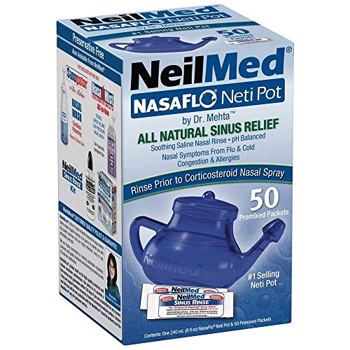 2 Pack NasaFlo Sinus Health Neti Pot with 50 Premixed Packets-by NeilMed