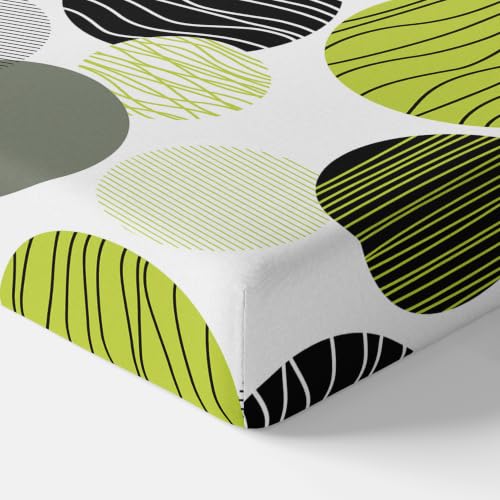 Image of LORETO - A QUALITY LINEN BRAND 144 TC 100% Pure Cotton Single Fitted Bedsheet with 1 Pillow Cover for 72 x 36 Inch Mattress, All-Around Elastic, 8 Inch Deep Pocket, Olive Green & Black Circles