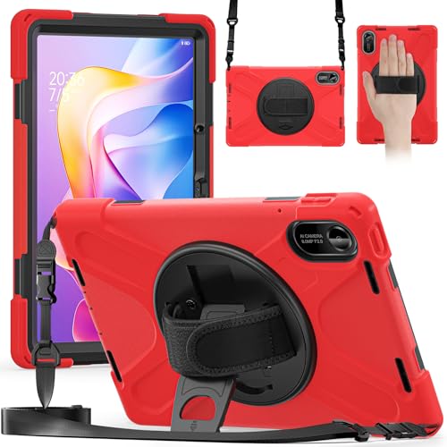 Image of ProElite for Xiaomi Redmi Pad 2 11 inch Case, Rugged 3 Layer Armor case Cover for Xiaomi Redmi Pad 2 11 inch Case with Hand Grip and Rotating Kickstand with Shoulder Strap, Red