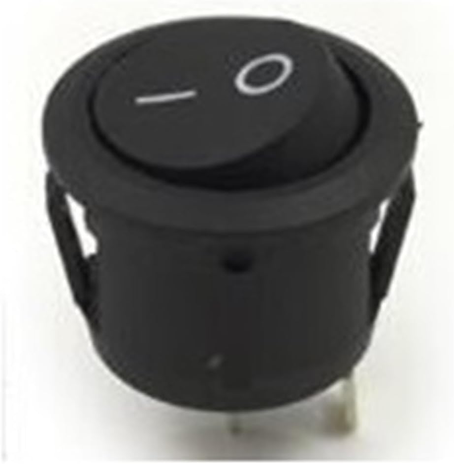 15MM 16mm Diameter Small Round Boat-Shaped Rocker Switch 2-pin ON-Off 3A 250V(Black,5Pieces)