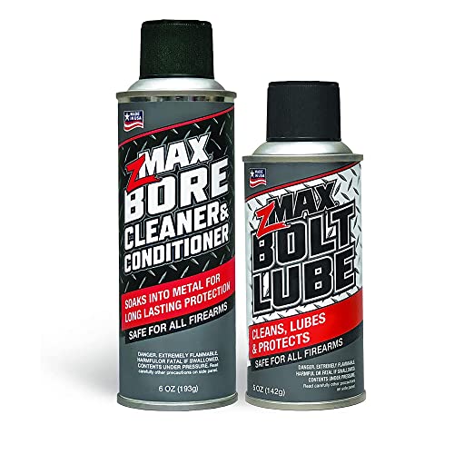 Zmax 50-503 Firearm Aerosol 2 Pack Bore Cleanser/Conditioner & Bolt Lube Aerosol Spray Micro Lubricant | Reduces Carbon Build Up | Easy To Use | Extends Firearm Gun Performance 2 Cans 6.8Oz/5Oz #TOP9