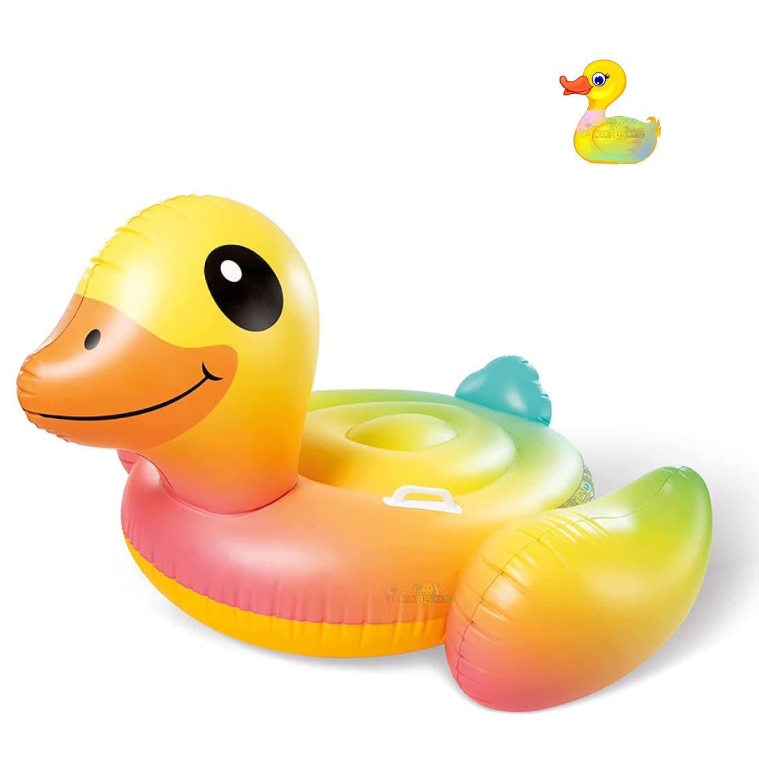 Toy Imagine™ Giant Inflatable Duck Swimming Pool Float for Adults & Kids in Adorable Yellow|Portable & Foldable| Ride On Toy|Swim Party Toy|Outdoor Swimming Pool Mattress|Summer Pool Raft Lounge …