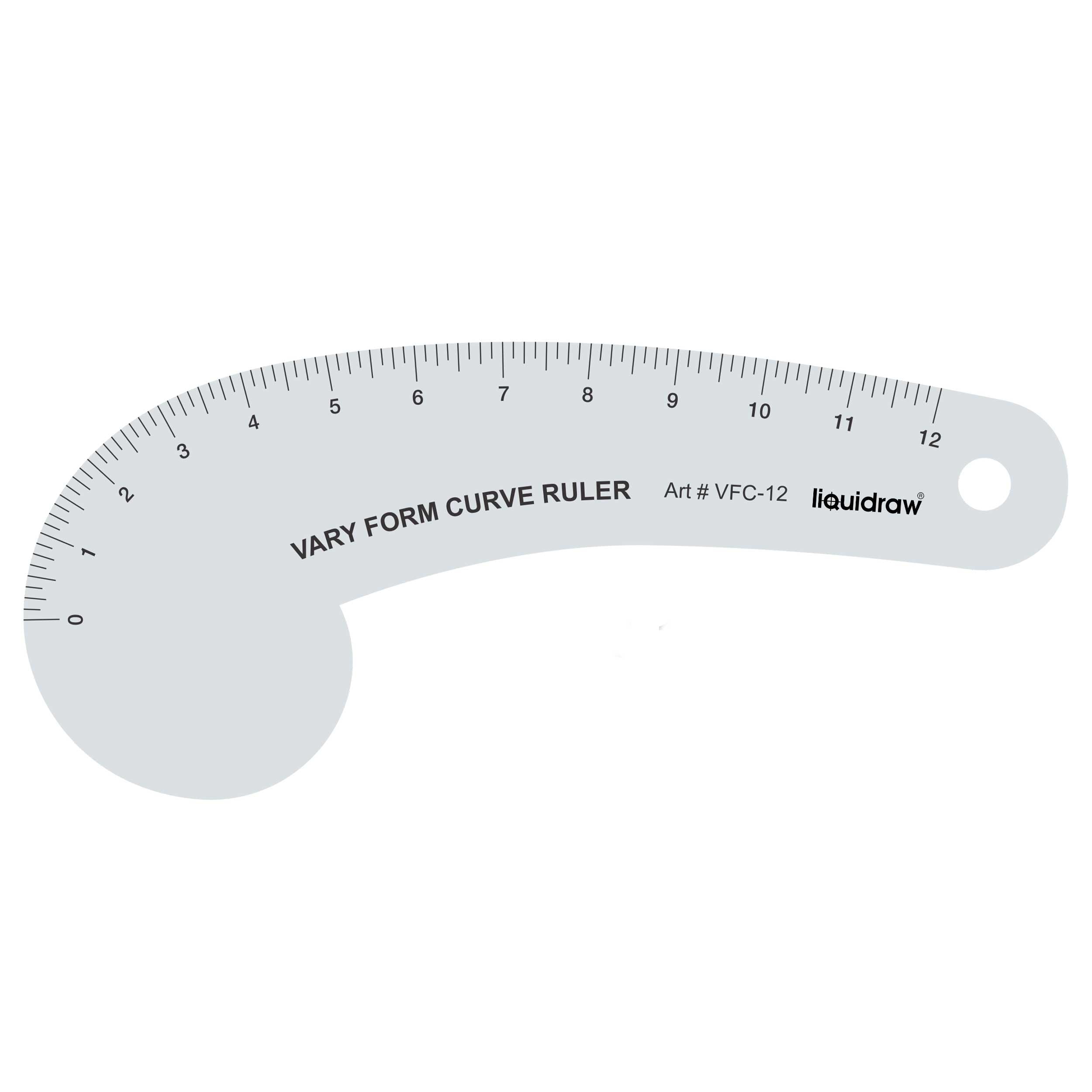 Liquidraw Vary Form Curve Ruler 12" - Clear Acrylic French Curve Pattern Maker | Hip Curve for Dressmaking, Cutting, Sewing & Tailoring | Fashion Design Measuring Tool | Imperial Measurements