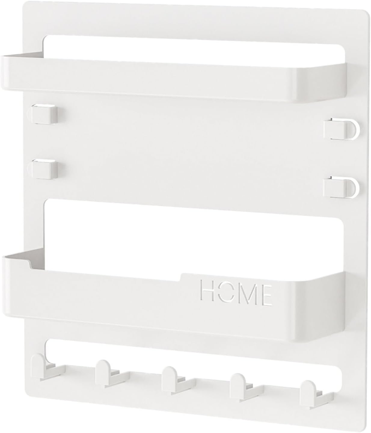 Bedside Wall Shelf Bedroom Floating Shelves Wall Mount Self Accessories Organizer Adhesive Bedside Organizer with Hooks and Wire Clips for Dorm and Room
