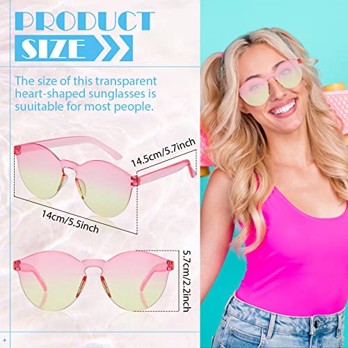 Hoteam 24 Pairs Colored Glasses Transparent Rimless Sunglasses Candy Color Tinted Glasses Cool Round Eyewear Fun Retro Eyeglasses for Women Girls Adult Teen Bachelorette Cosplay Party2