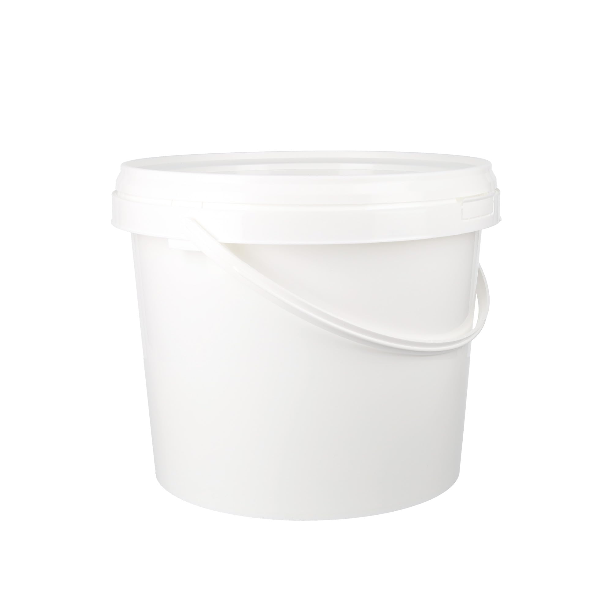 Lot de 10 seau en plastique alimentaire - Hermétique et stable - Pour aliments et lessive - Blanc - Rond - Seau pour aliments fins - Avec couvercle et poignée