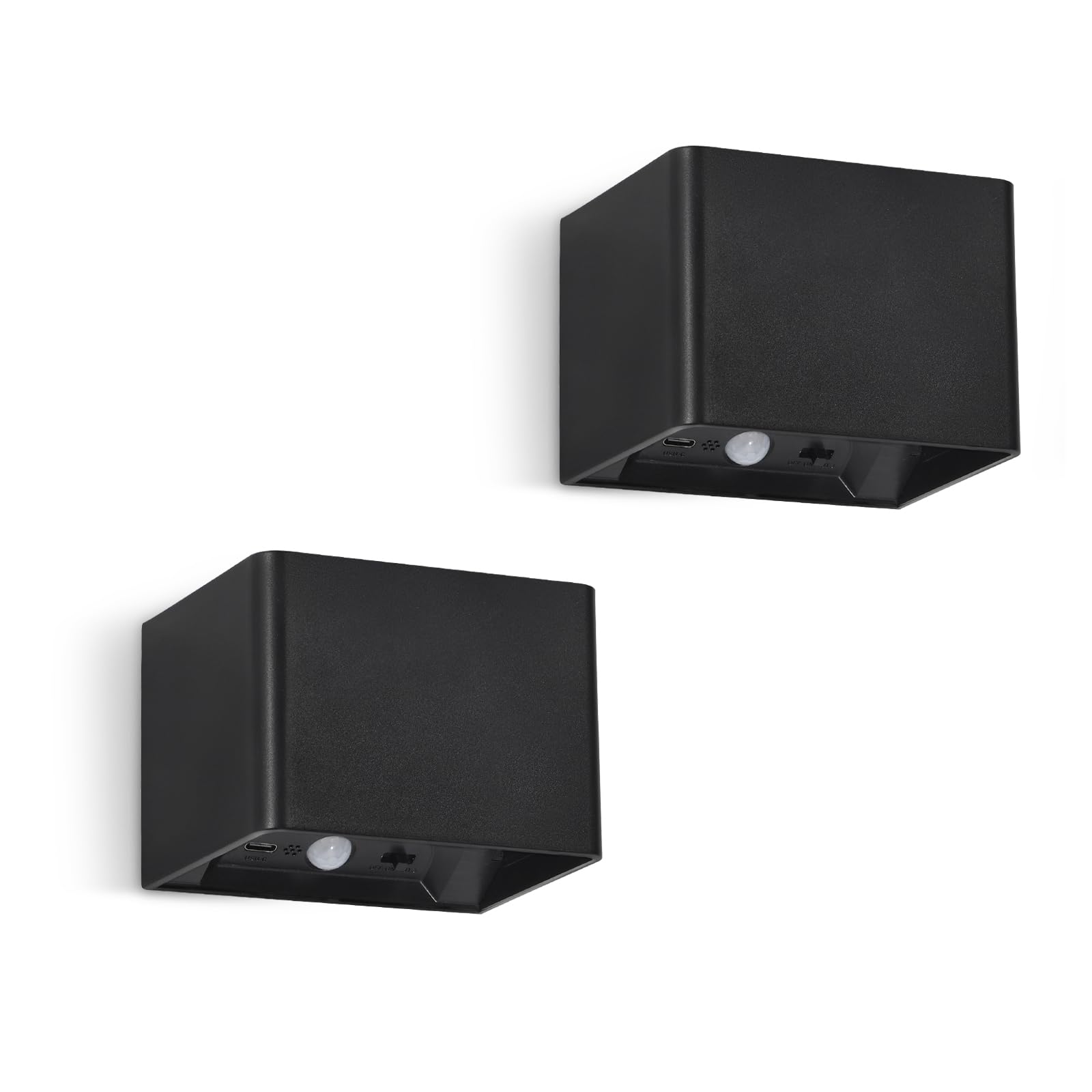 Kimjo Negro Aplique Pared Interior sin Cable, Lámparas de Pared LED Recargable con Sensor de Movimiento y Control Remoto, Luz de Pared Moderna con Función de Temporizador para Escaleras y Pasillos