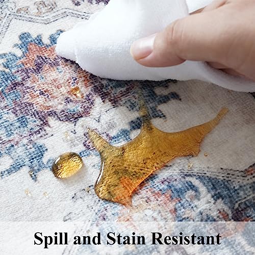 10x14 Washable Vintage Area Rug: Indoor Extra Large Rugs for Living Room Soft Stain Resistant Carpet with Non-Slip Backing Thin Accent Low Pile Print Floor Mat for Bedroom Dining Room(10x14 Brick)