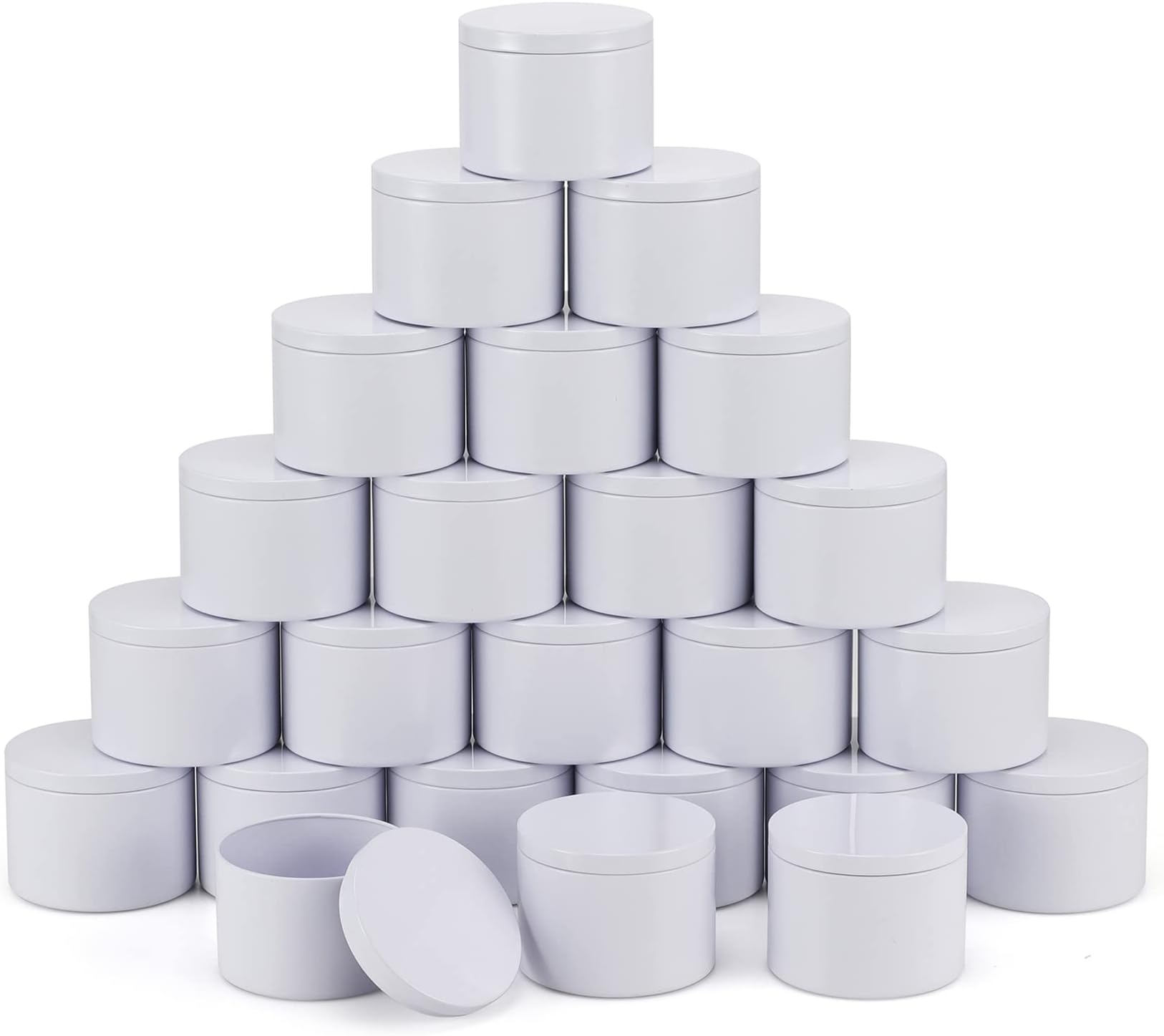 8oz Candle tins with lids,24 Pieces White Candle Jars,Bulk Candle tins for Making Candles,Candle Making Jars