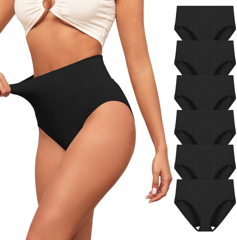 High Waisted Underwear for Women Tummy Control Panties Seamless Breathable Full Coverage Women's Briefs Multipack
