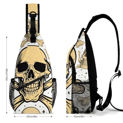Casual Sling Bag Backpack, Rucksack, Skull And Crossbones Art Shoulder Crossbody Bag Chest Pack, Tool Backpack, Satchel Bookbags Travel Rucksack Daypack for Man/Women2
