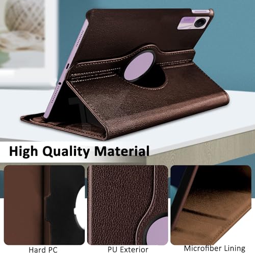 Image of TGK Rotating Cover for Redmi Pad SE 11 inch 360 Degree Leather Flip Case (Brown)