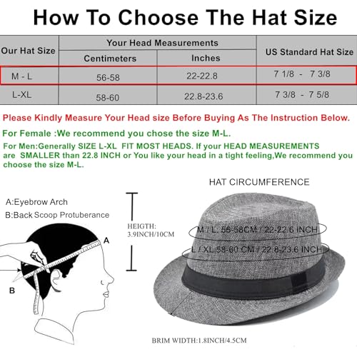 Image of 5 Pack Bulk Cuban Fedora Sun Hats Men with Adjustable Strap, Short Brim 1920s Unisex Party Costume Hats Women.