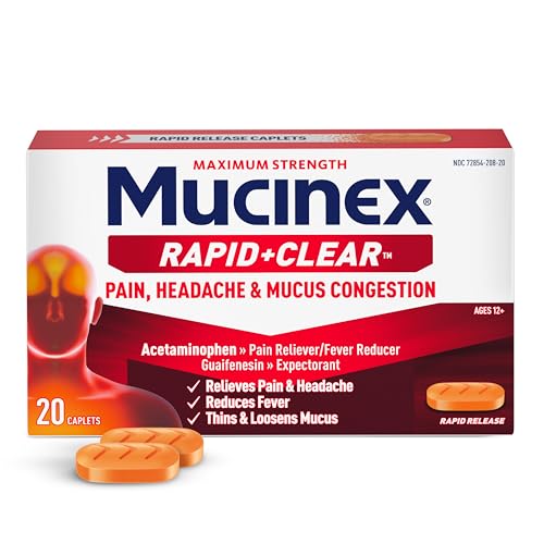 Mucinex Rapid Clear Maximum Strength Cold Medicine & Expectorant, Fever, Pain, Headache, & Excess...