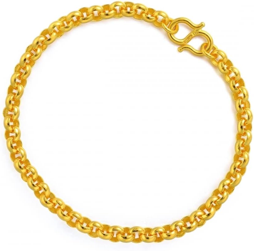CHOW SANG SANG 999.9 24K Gold Machinery Chain Price-by-Weight 7.48g Gold Belcher Oval Link Chain, Rolo Bracelet for Women 09461B | 6.6", (17 CM)