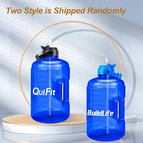 Image of QuiFit 1 Gallon Water Bottle - with Straw & Motivational Time Marker Leak-Proof BPA Free Reusable Gym Sports Outdoor Large(128OZ /73OZ) Capacity Water Jug