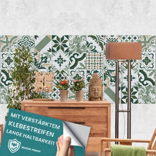 RE-COVERTILES - Fliesenaufkleber Küche und Bad PVC-Klebefliesen Regenmäntel Kratzfest Stickers Dekoration Wand Zementfliesen Peel and Stick - Modell 24 Stücke 10x10 cm PS00090 Made in Italy