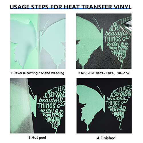 Image of FUNKAKA Glitter Fluorescent Light Green HTV Heat Transfer Vinyl Rolls, 12 inch x 10ft PU Iron on Vinyl for T-Shirts, Glitter HTV Vinyl for All Cutter Machines Easy to Cut & Weed for DIY Design