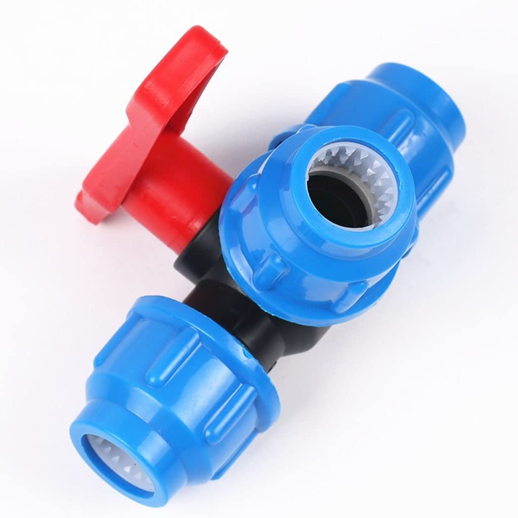 Conector de grifo jardín Conectores tubería agua, 1 pieza 1/2" 3/4" 1" 1-1/4" 1-1/2" PE Válvula bola rápida tres vías, rápido plástico con mango for riego campo(1 1/2")