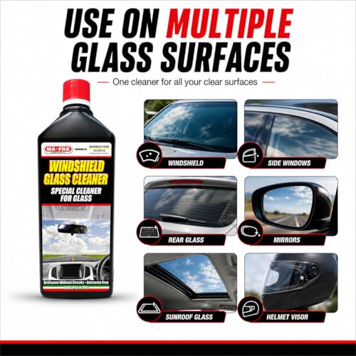Image of Windshield Glass Cleaner 1L | Ammonia Free Car Glass Cleaner Liquid for Windshield, Windows, Mirrors & Auto Glass | Streak-Free Shine, Removes Dust, Dirt, Grime & Road Film